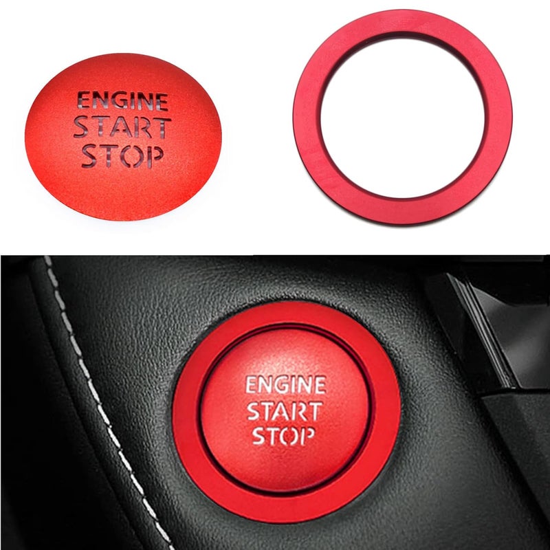 ALETAI Engine Push Start Stop Button Cover Trim for Toyota Tacoma, Car Accessories Interior Trims for Tacoma, Aluminum Alloy, Red - Image 5
